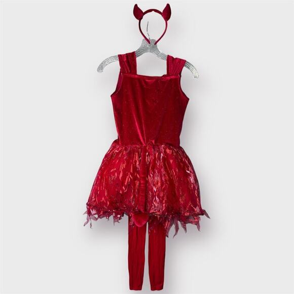 Spirit Halloween Kids Fiery Devil Costume Red Dress Horns Girl's Size L Cosplay - Picture 8 of 12